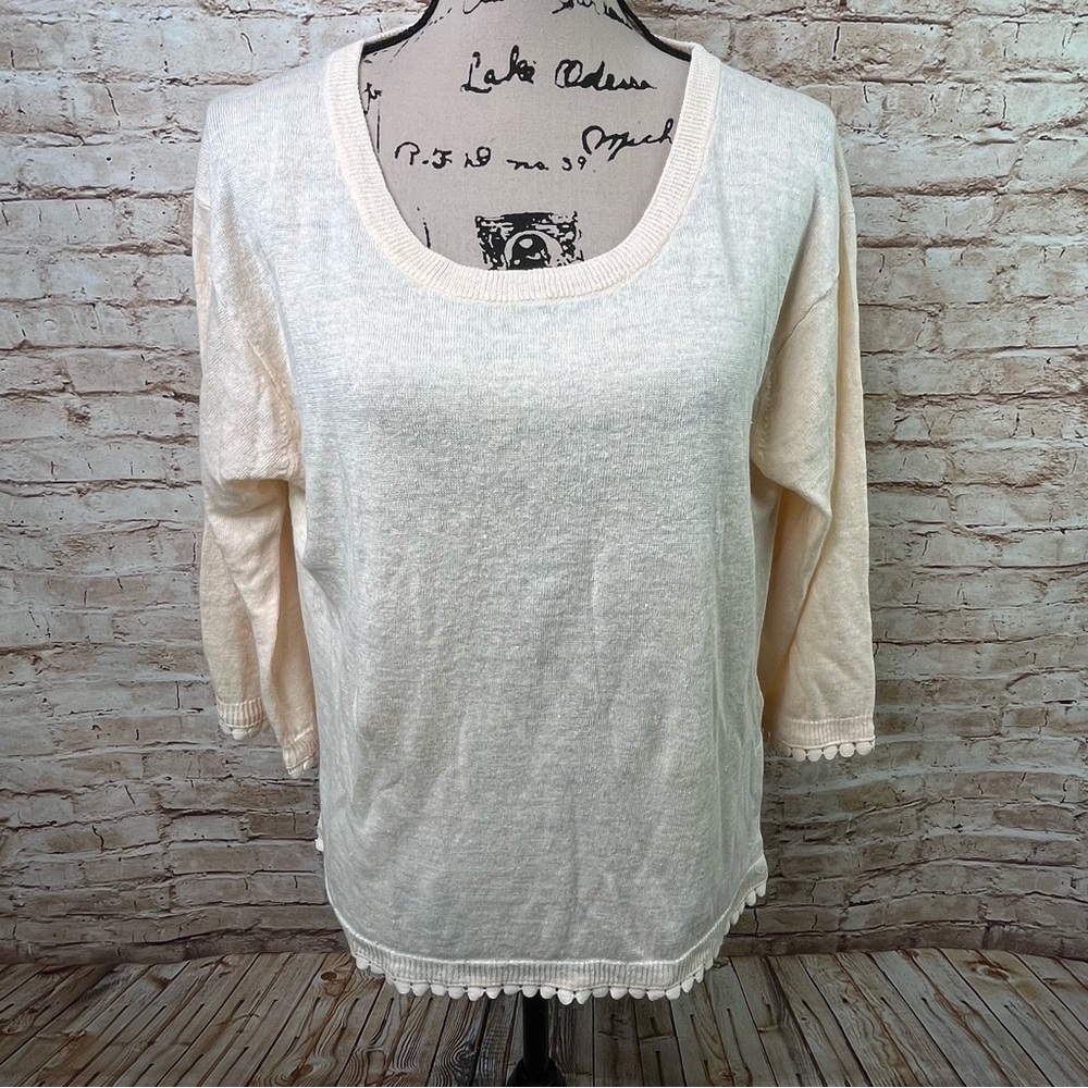 New J. Crew Linen Sweater Knot Top Small - Picture 1 of 7